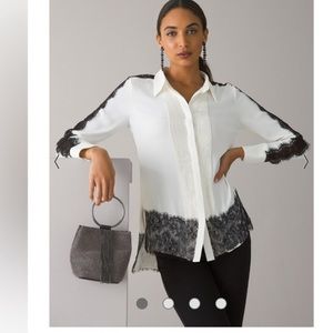 WHBM White With Black Lace Tunic Sz XS NWT